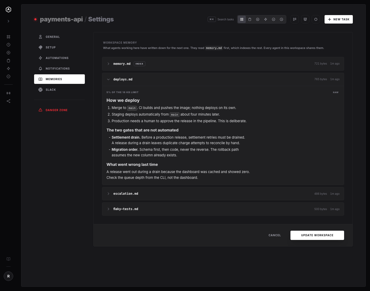 The same settings screen after clicking the 
