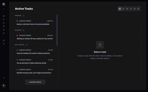 AgentRQ active tasks dashboard and kanban board